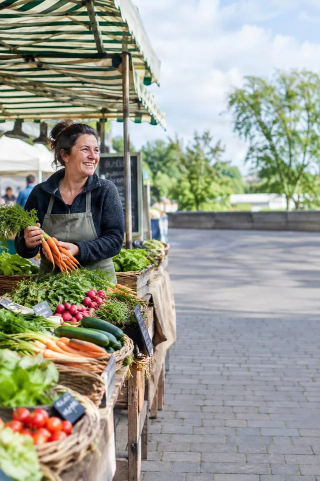 Smiling Market Stall Vendor