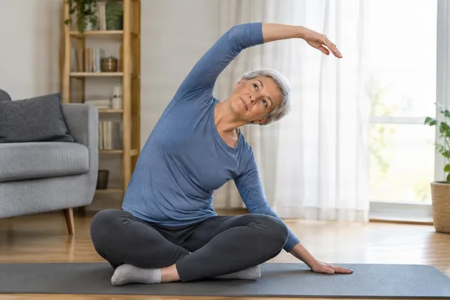 Senior Woman Side Stretch Indoors