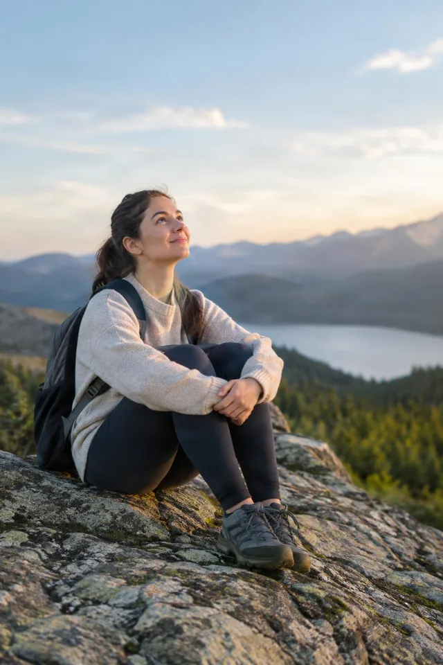 Encouraged Hiker at Sunrise