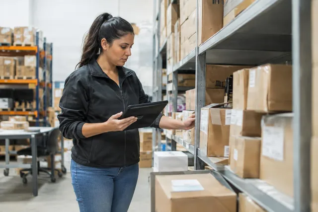 Warehouse Inventory Check With Tablet