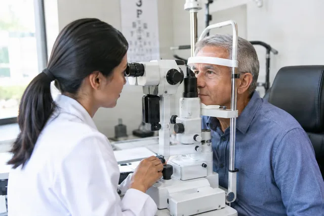 Optometrist Exam With Slit Lamp