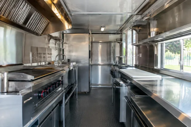 Empty Stainless Food Truck Kitchen