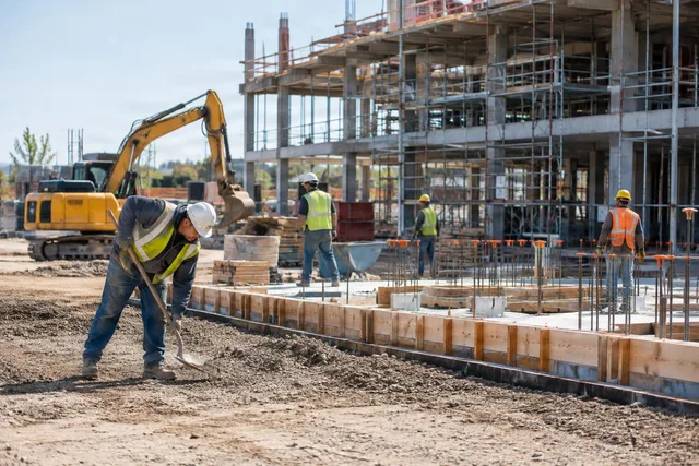 Crew Working on Active Construction Site