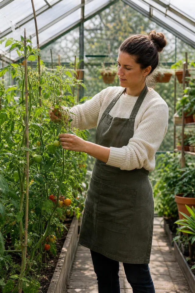 Gardener Inspecting Tomato Plants