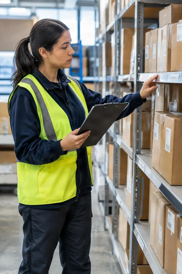 Warehouse Inventory Check With Clipboard