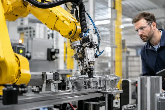 Robot Arm Precision Assembly Closeup