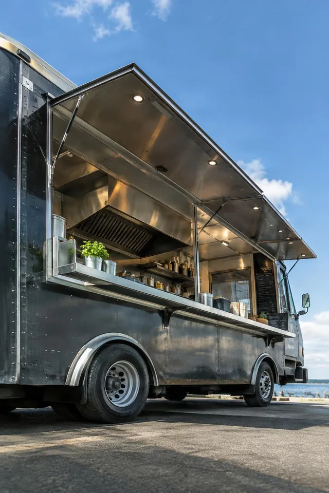 Low-Angle Food Truck Kitchen