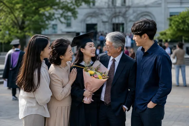 Family Congratulates Graduate Outdoors