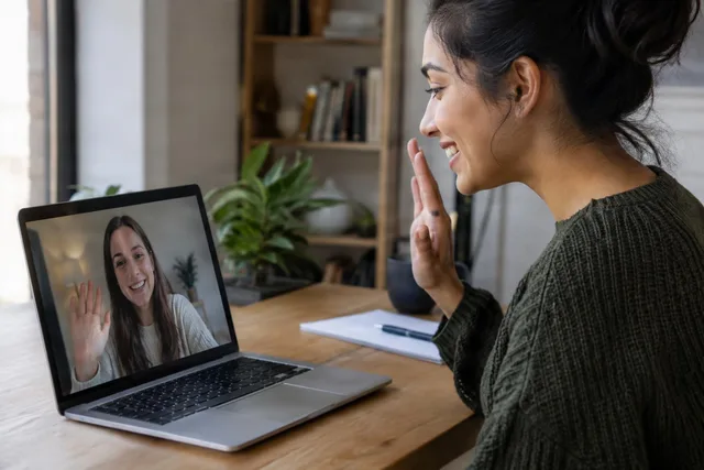 Friends Waving on Video Call