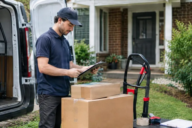 Delivery Driver Checking Package List
