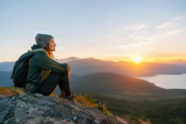Sunrise Pause on Mountain Overlook