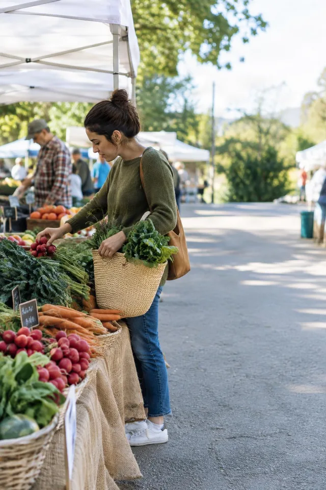Shopping Fresh Produce at Market