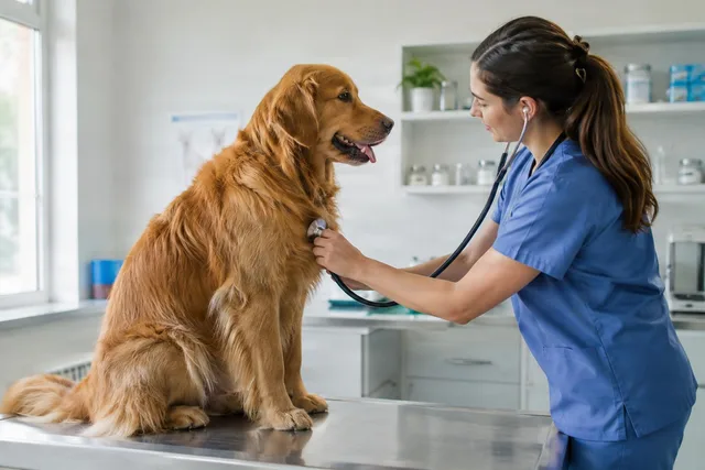Vet Checks Golden Retriever