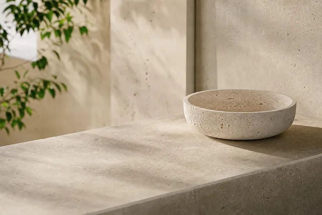 Pale Stone Countertop with Bowl