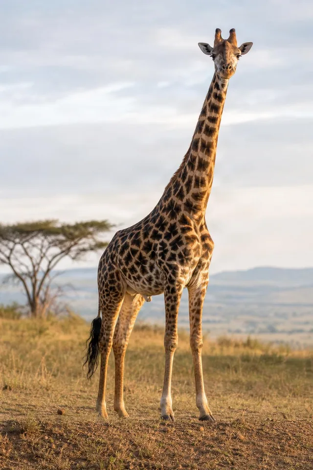 Giraffe Portrait on Open Savanna