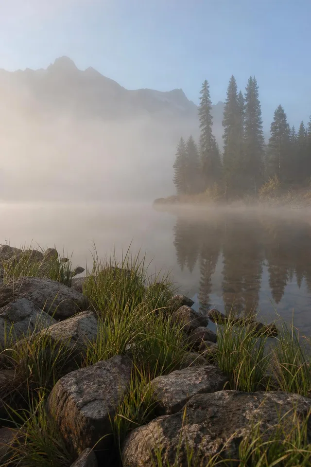 Foggy Mountain Lake Morning