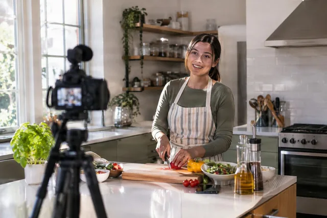 Food Creator Filming in Kitchen