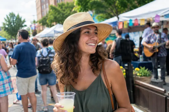 Smiling Woman at Street Festival