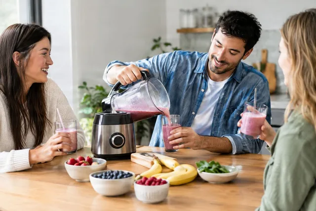 Friends Pouring Berry Smoothies