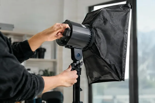 Adjusting Softbox Studio Light