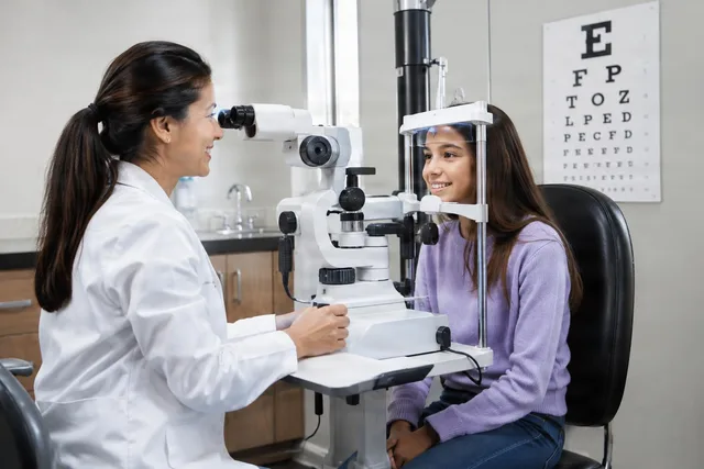 Optometrist Exam with Slit Lamp