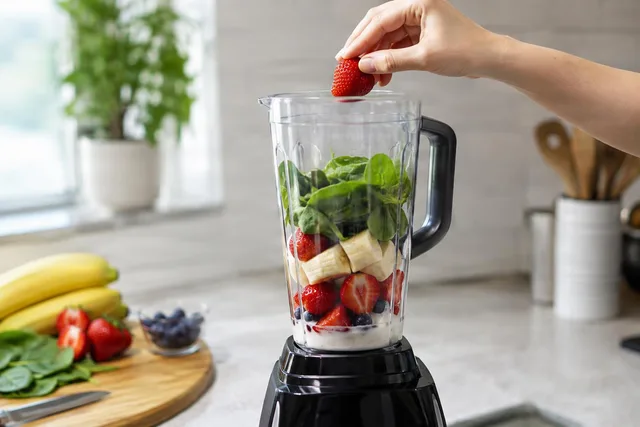 Adding Fruit to Smoothie Blender