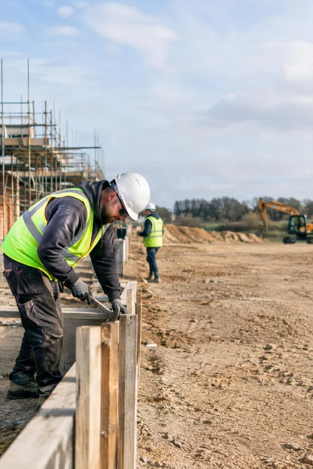 Construction Worker Setting Formwork