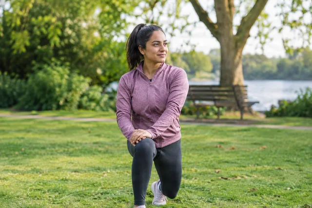 Outdoor Stretching Pause in Park