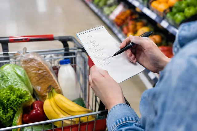 Grocery Checklist in Supermarket Aisle