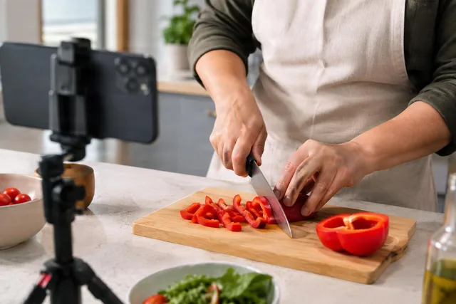 Filming Pepper Prep Close-Up