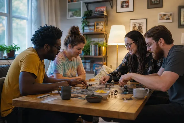 Friends Playing Cooperative Board Game