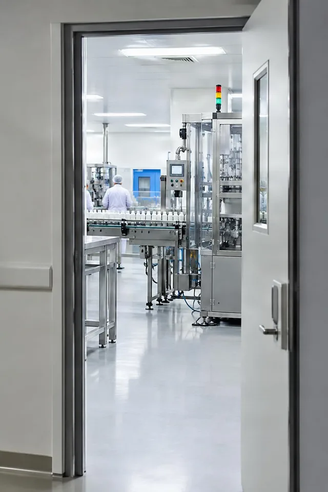 Cleanroom Production Line Through Doorway