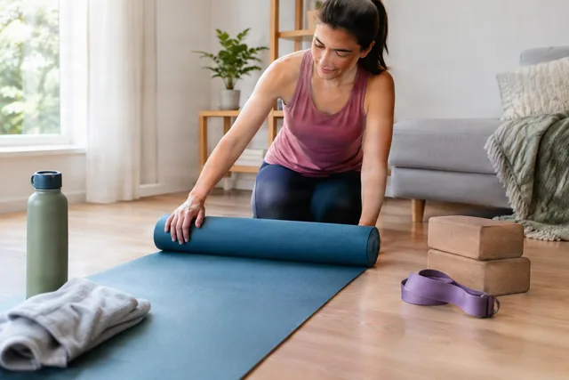 Unrolling Yoga Mat at Home